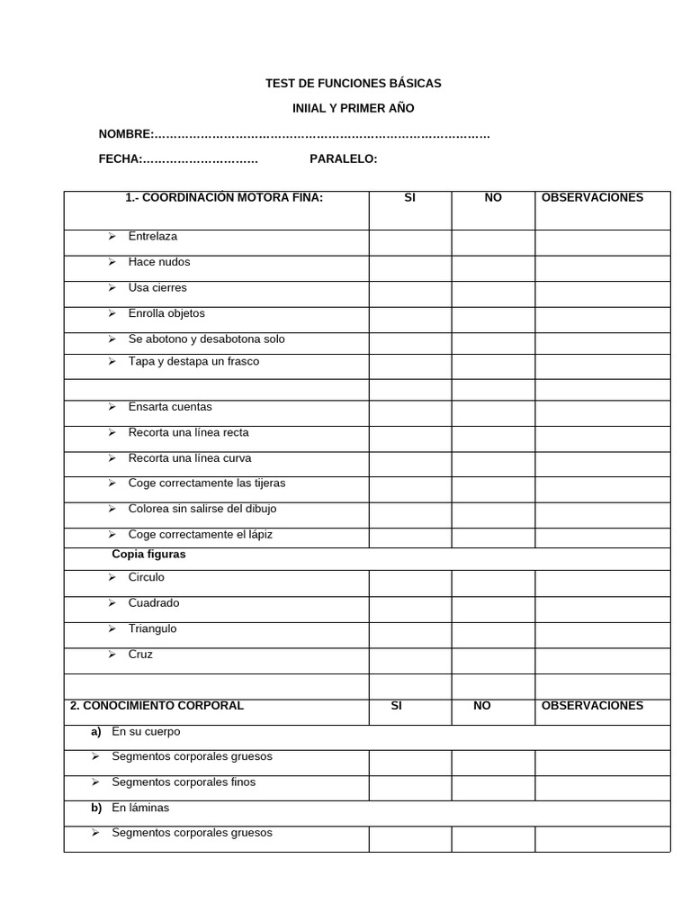 Test de Funciones Básicas | PDF