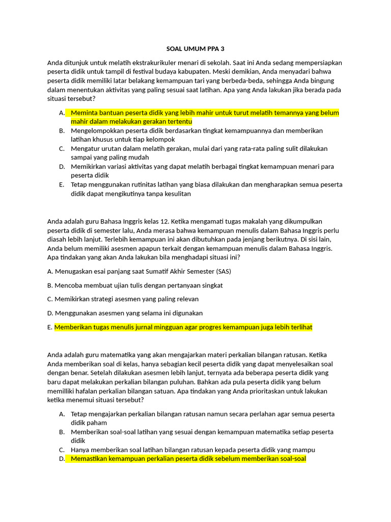 Soal Umum PPA 3 | PDF