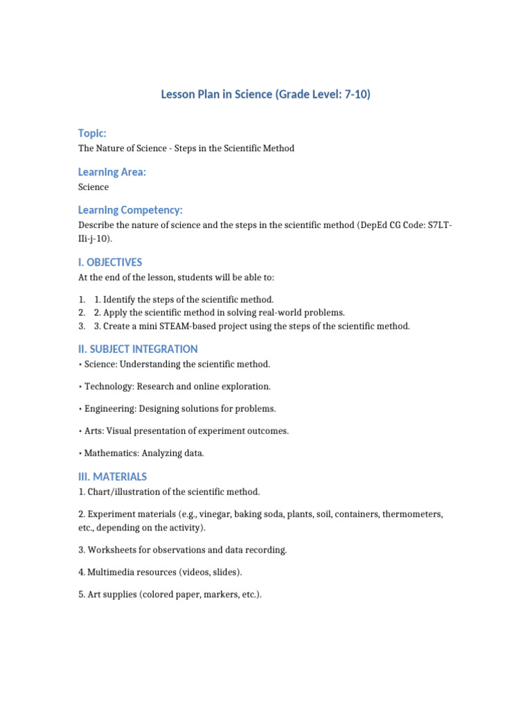 STEAM Lesson Plan Scientific Method | PDF | Scientific Method | Experiment