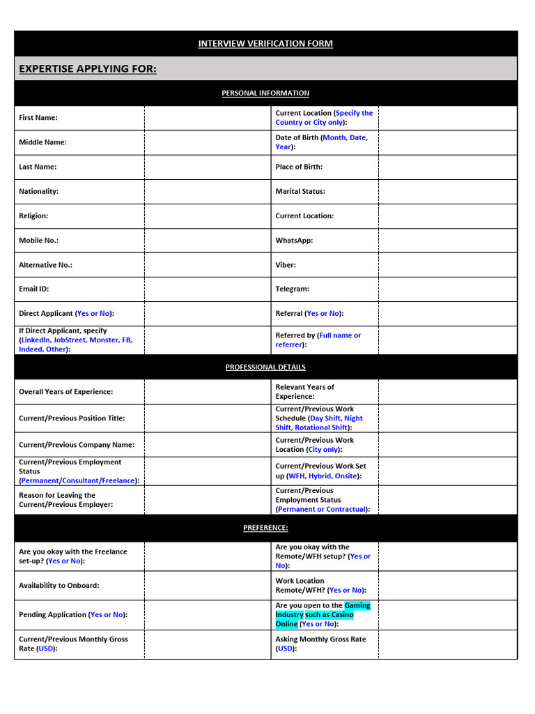 Interview Verification Form - Freelance Updated | PDF | Labor | Business