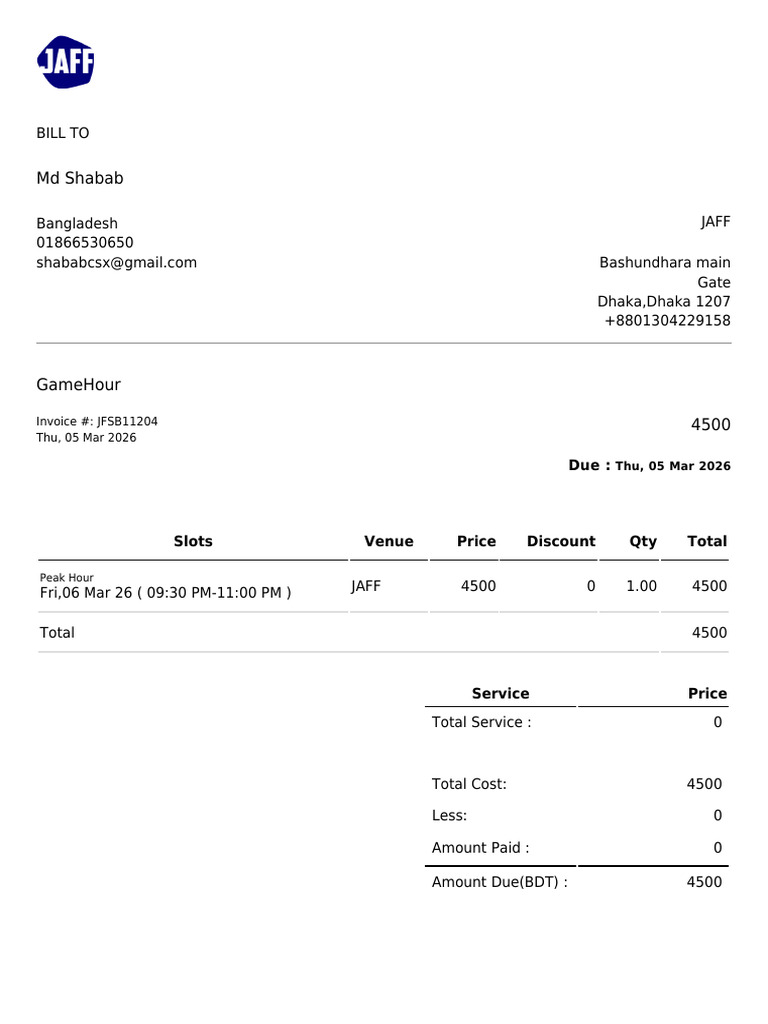 Booking Invoice | PDF