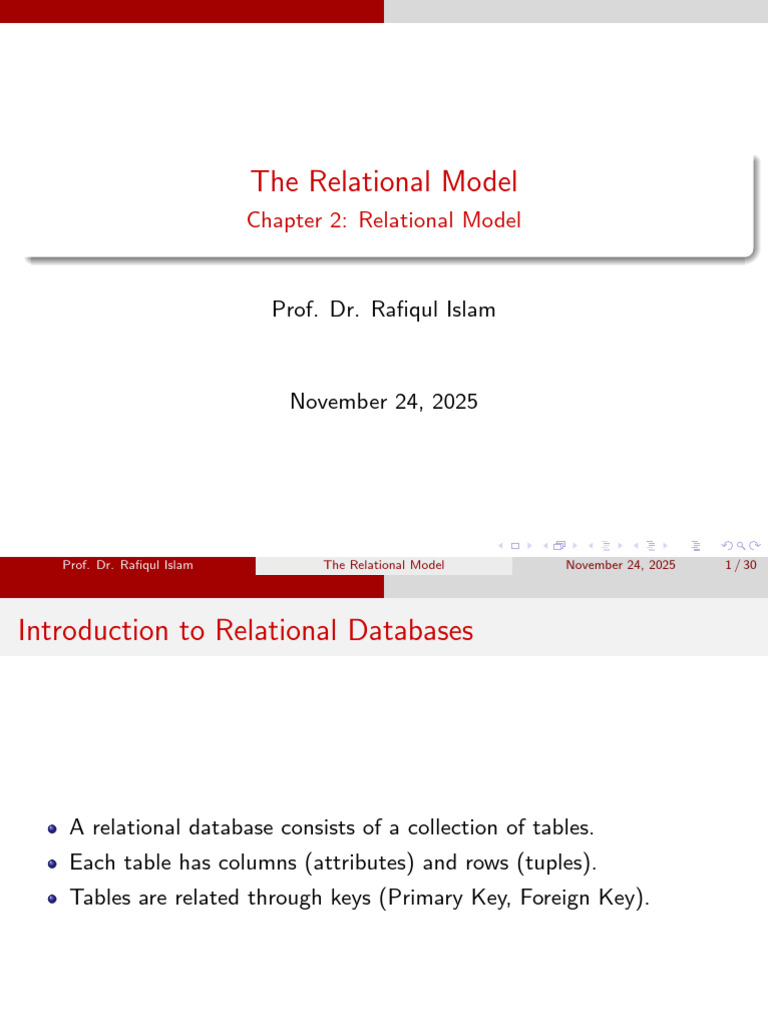 Lecture 02 Relational Model | PDF | Relational Model | Relational Database