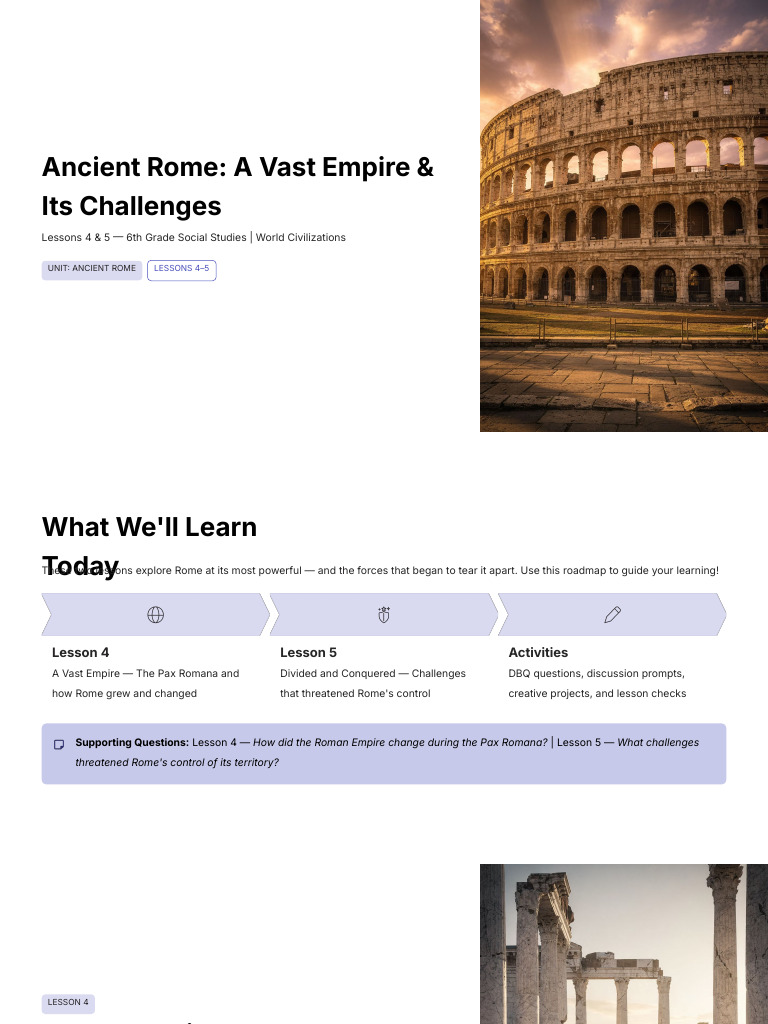 Ancient+Rome +a+Vast+Empire+&+Its+Challenges | PDF | Roman Empire | Rome