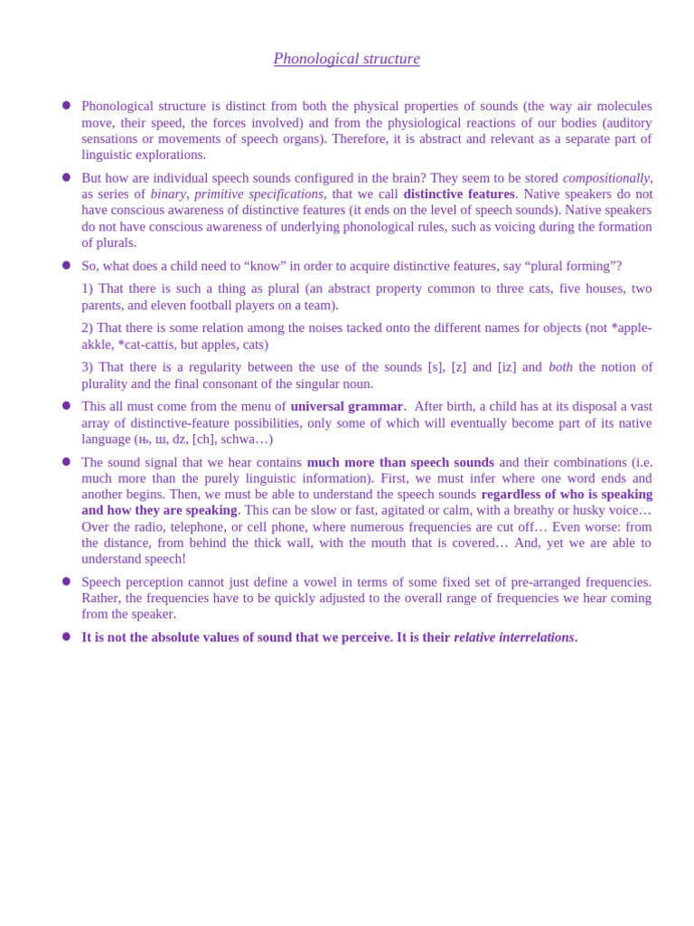 Phonological Structure (Lekcija 7) | PDF | Speech | Sound