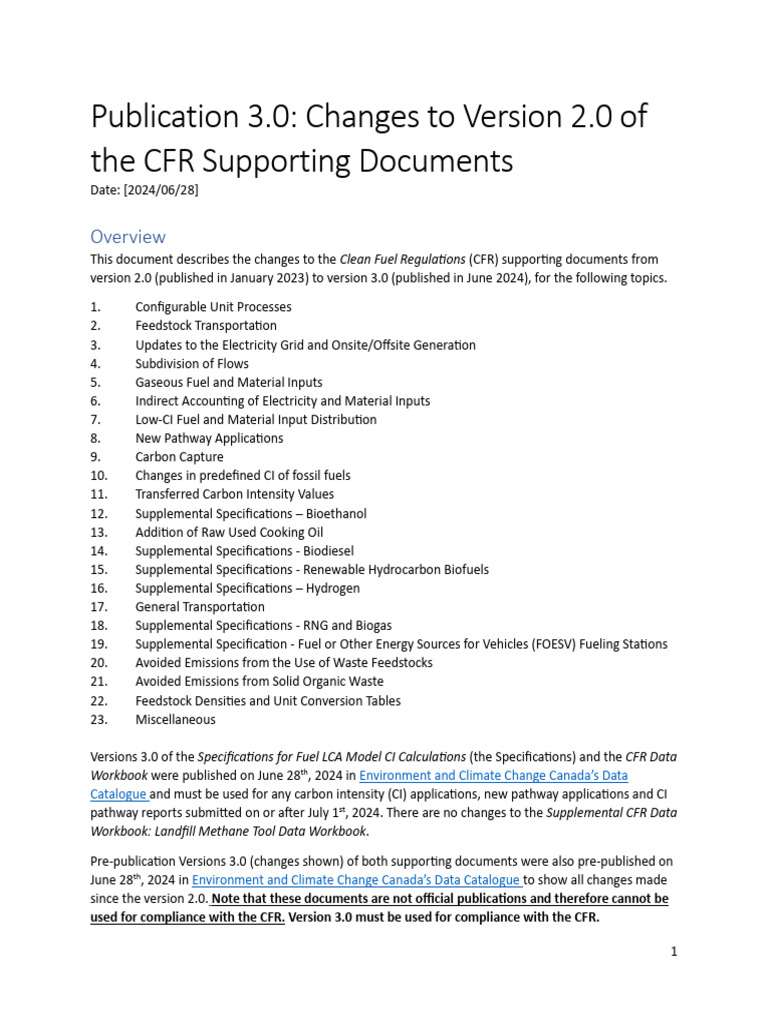 Changes To Version 2.0 of The CFR Supporting Documents v3.0 | PDF ...