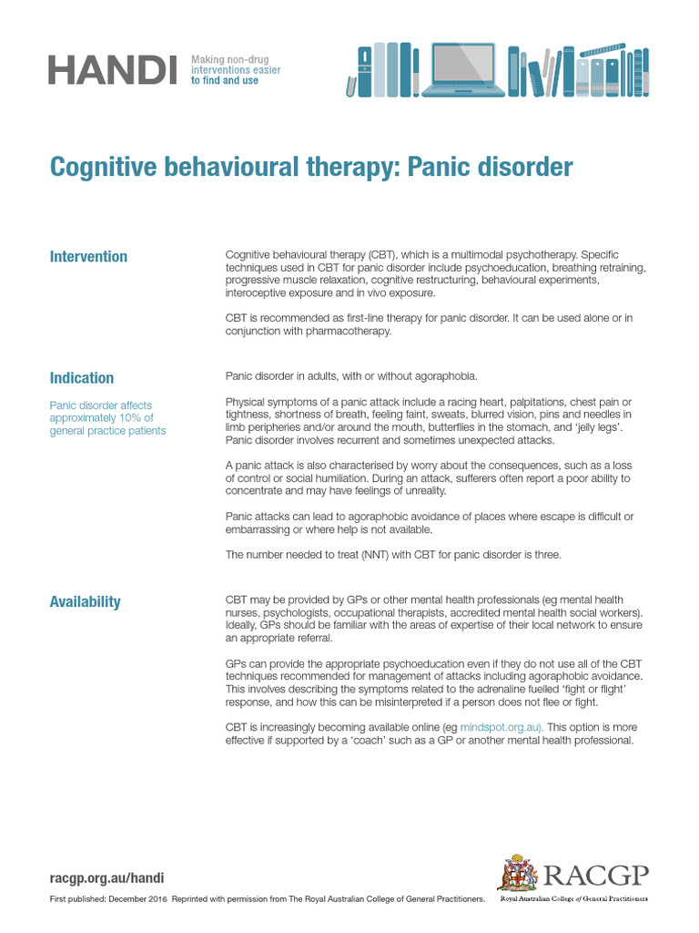 CBT For Panic Disorder | PDF | Agoraphobia | Panic Disorder