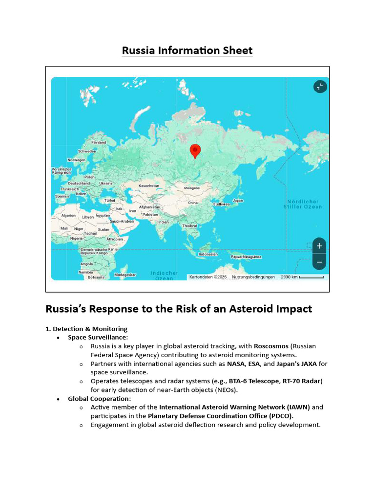 Russia Information Sheet | PDF