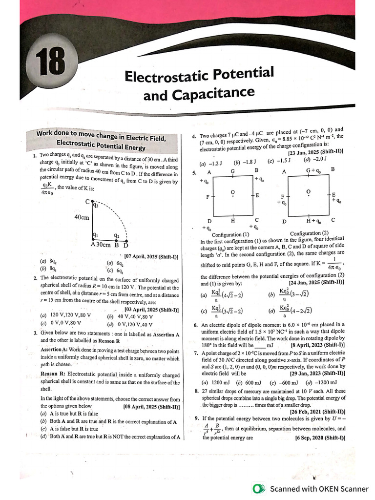 18) Electrostatic Potential and Capacitance | PDF