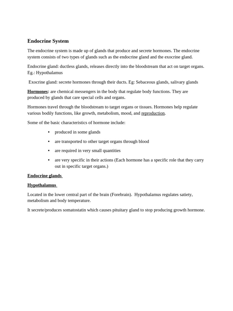 Endocrine System I Endocrine Gland Pituitary and Adrenal Gland | PDF ...