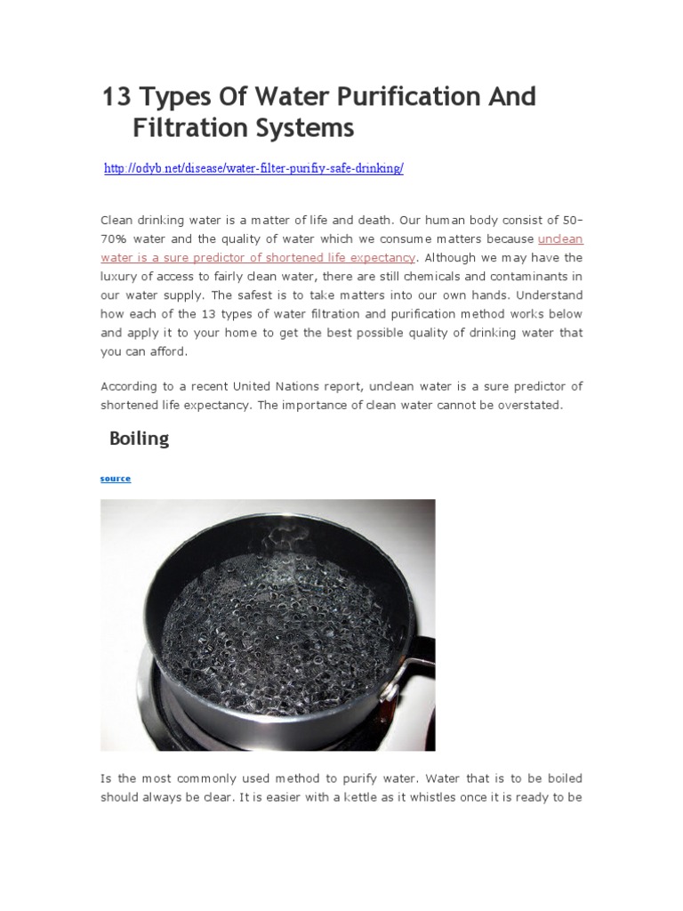 13 Types of Water Purification and Filteration Systems Filtration