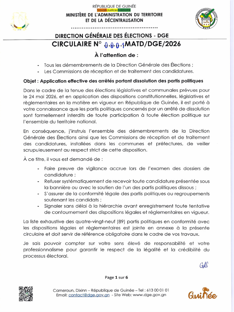 Circulaire N°0001 Matd Dge 2026 Du 19032026 - 260323 - 195728 | PDF