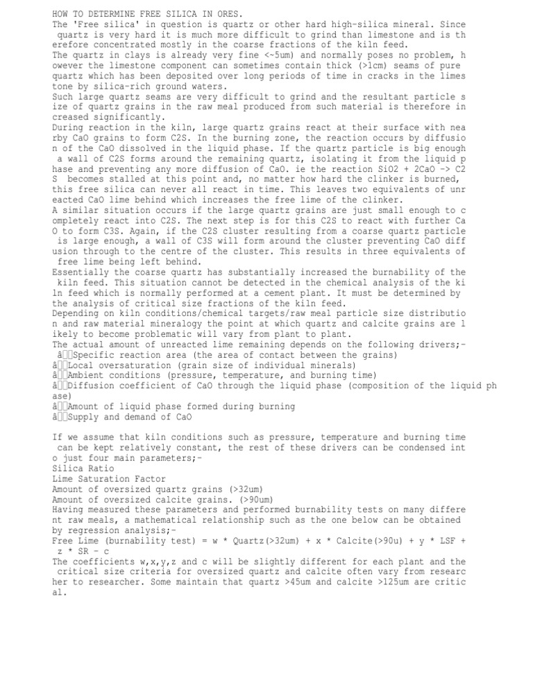 Free Silica | PDF | Limestone | Silicon Dioxide