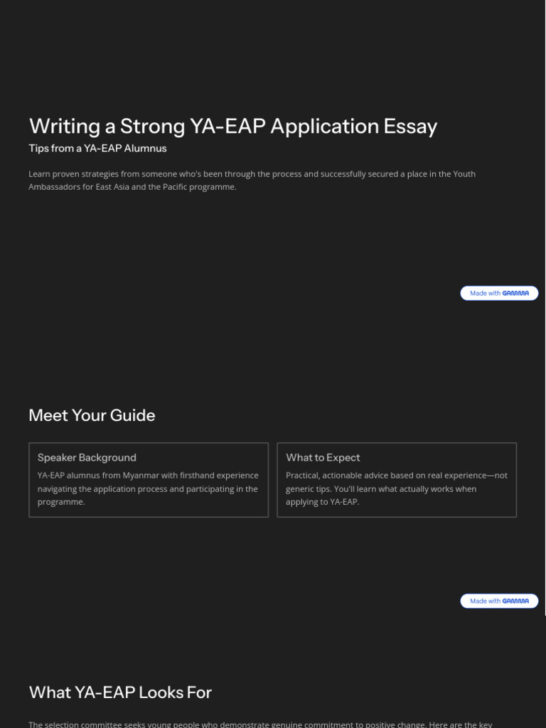 Writing A Strong YA EAP Application Essay | PDF | Essays | Leadership