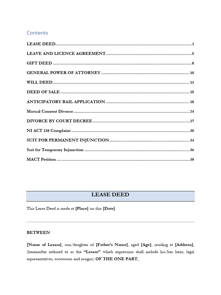 Lease Deed: This Lease Deed Is Made at On This | PDF