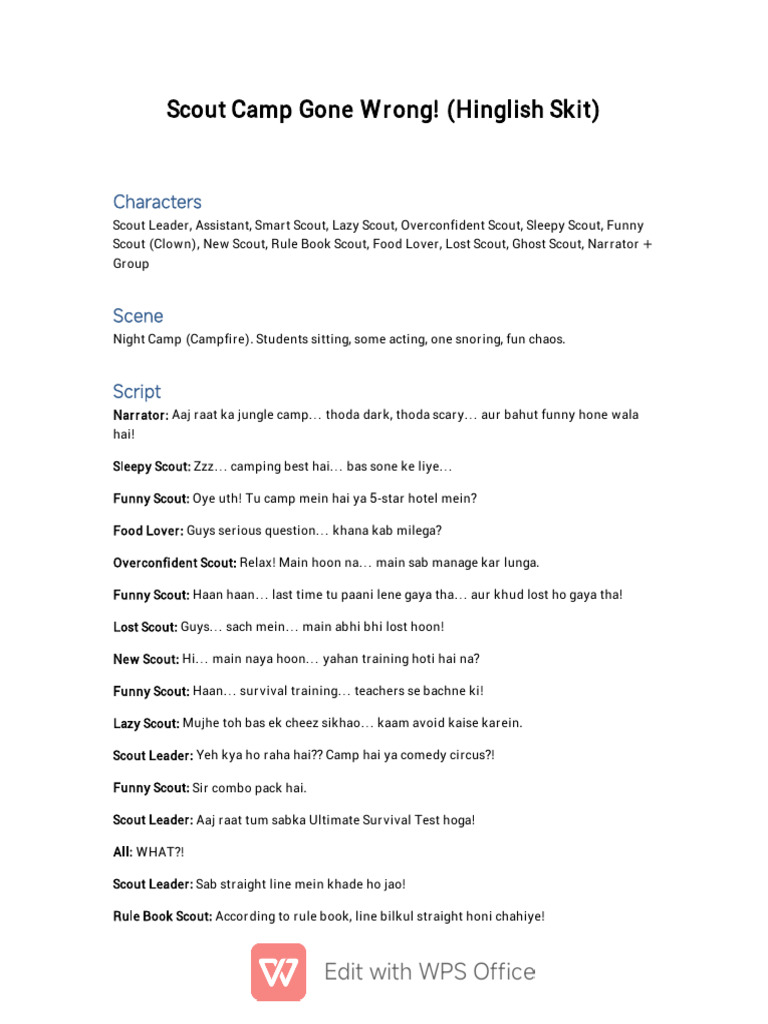 Scout Camp Skit Full | PDF