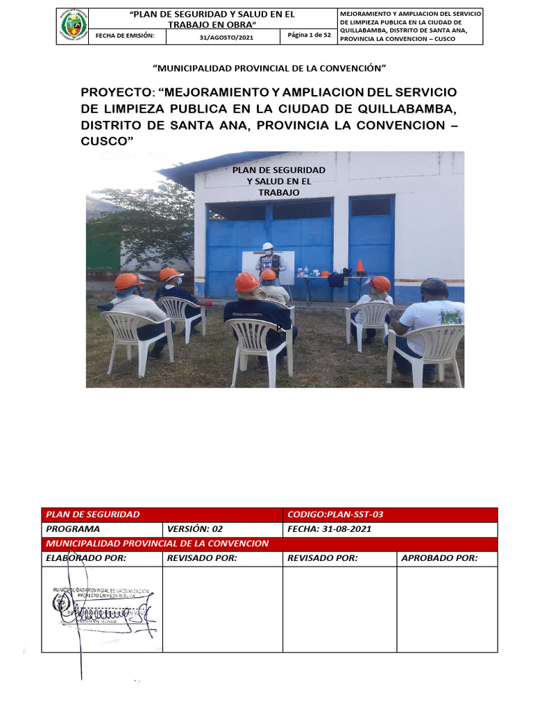 Plan de Seguridad y Salud en El Trabajo | PDF | Riesgo | Evaluación de ...