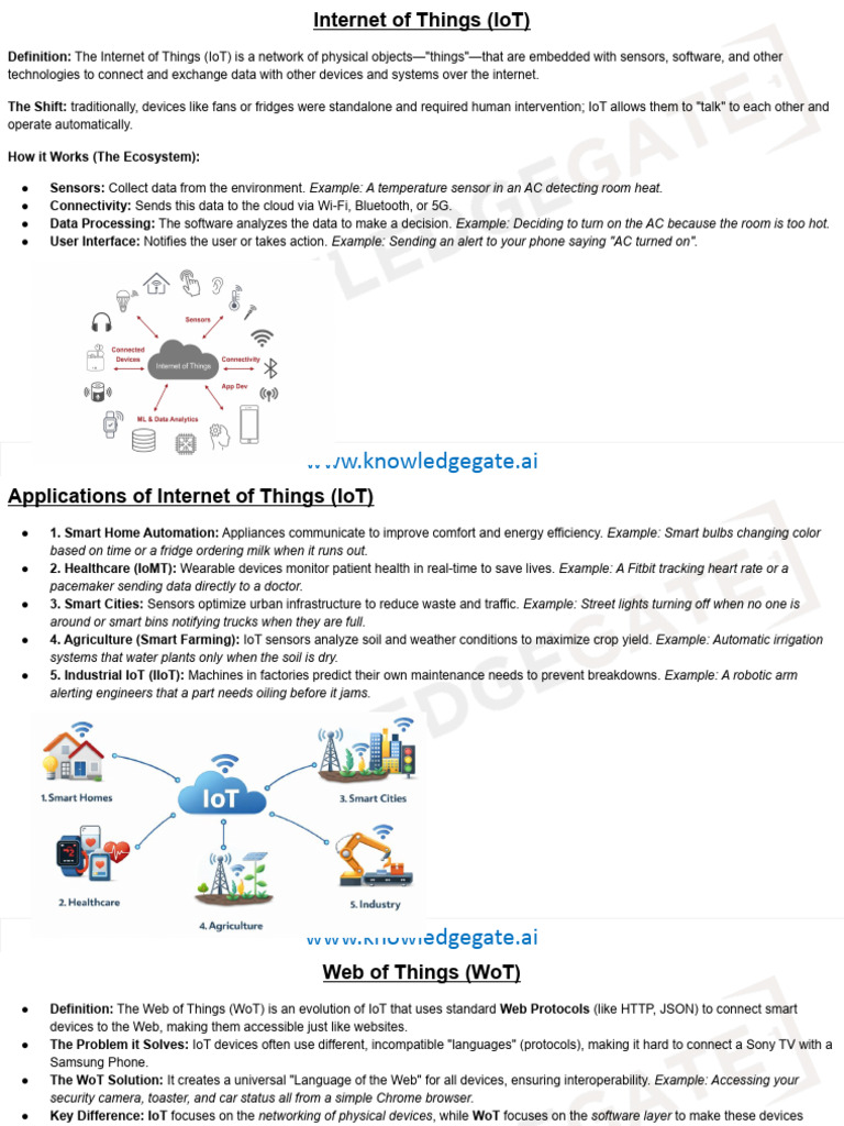 IoT Sensors Smart Cities Notes | PDF | Internet Of Things | World Wide Web