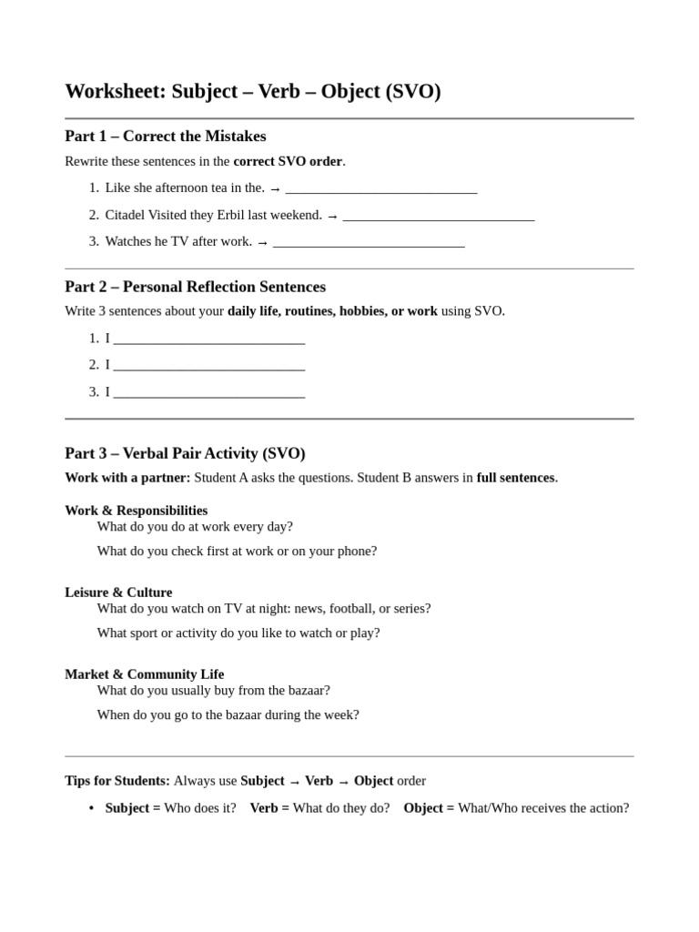 S Vo Worksheet | PDF