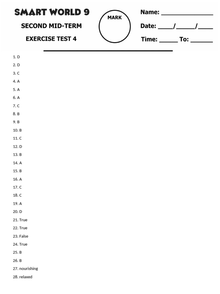 4 (SW9) SecMidTerm Keys | PDF