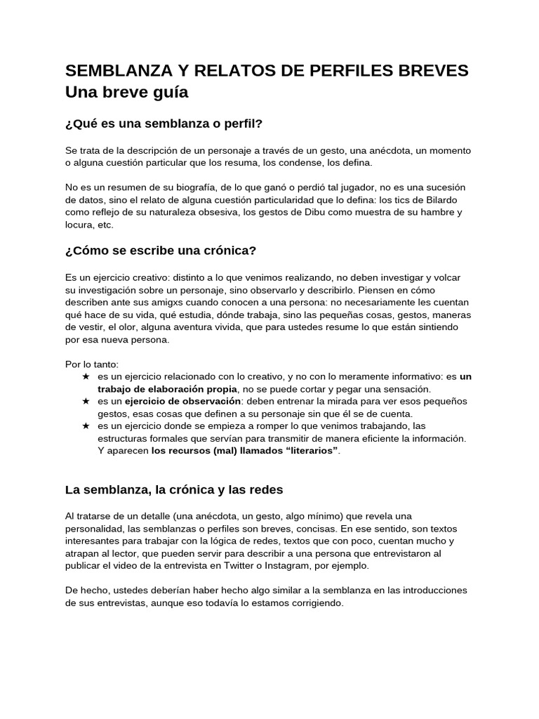 Semblanza - Breve Guía | PDF