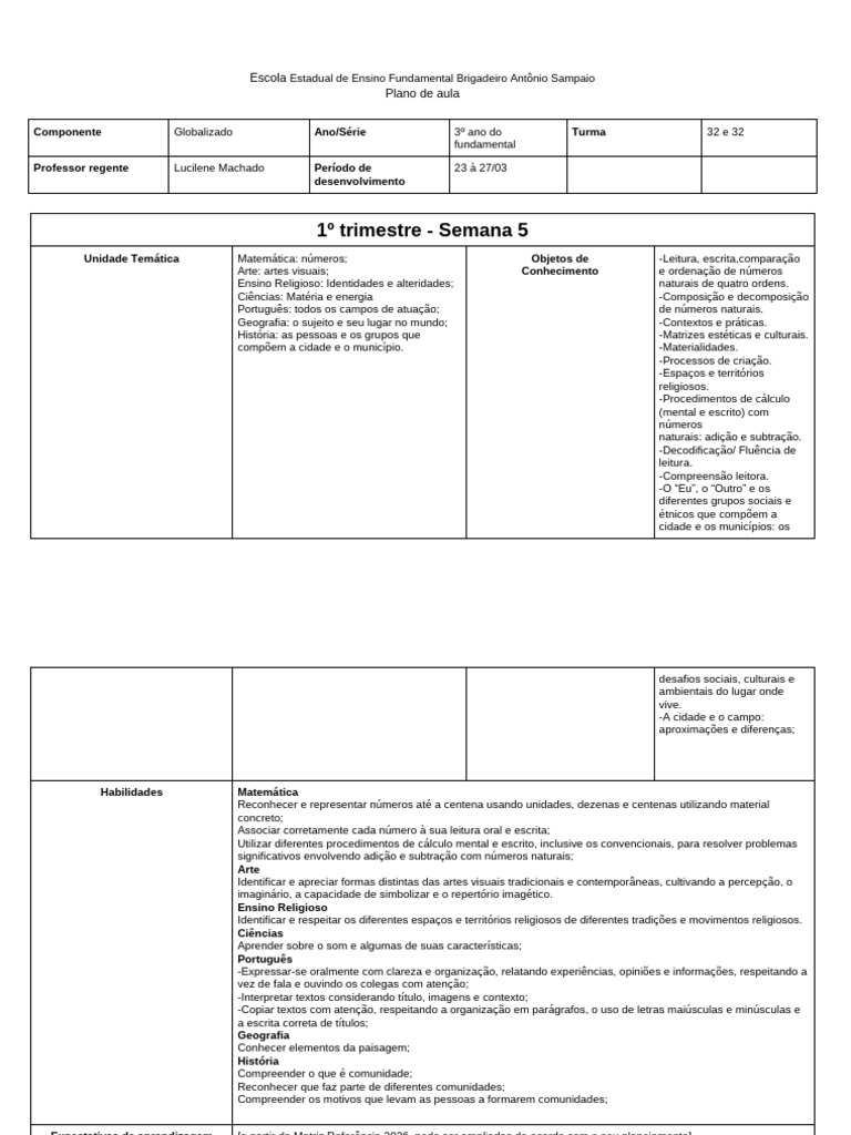 Semana 5 Plano de Aula - 2026 | PDF