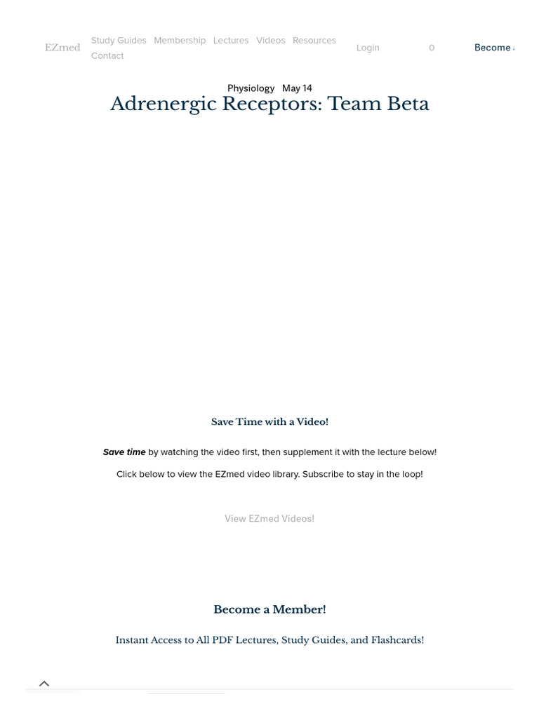 Beta Adrenergic Receptors - Types, Function, Location, Stimulatio | PDF ...