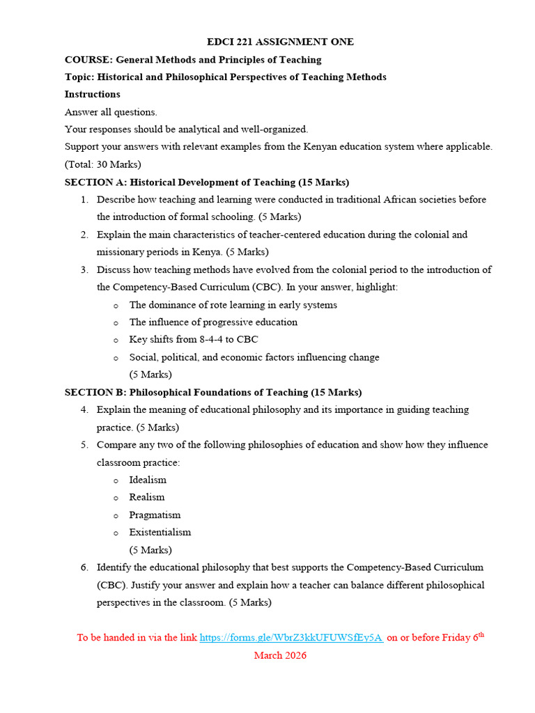 Edci 221 Assignment One - 2025-2025 Y2s2-21.2.2026 | PDF