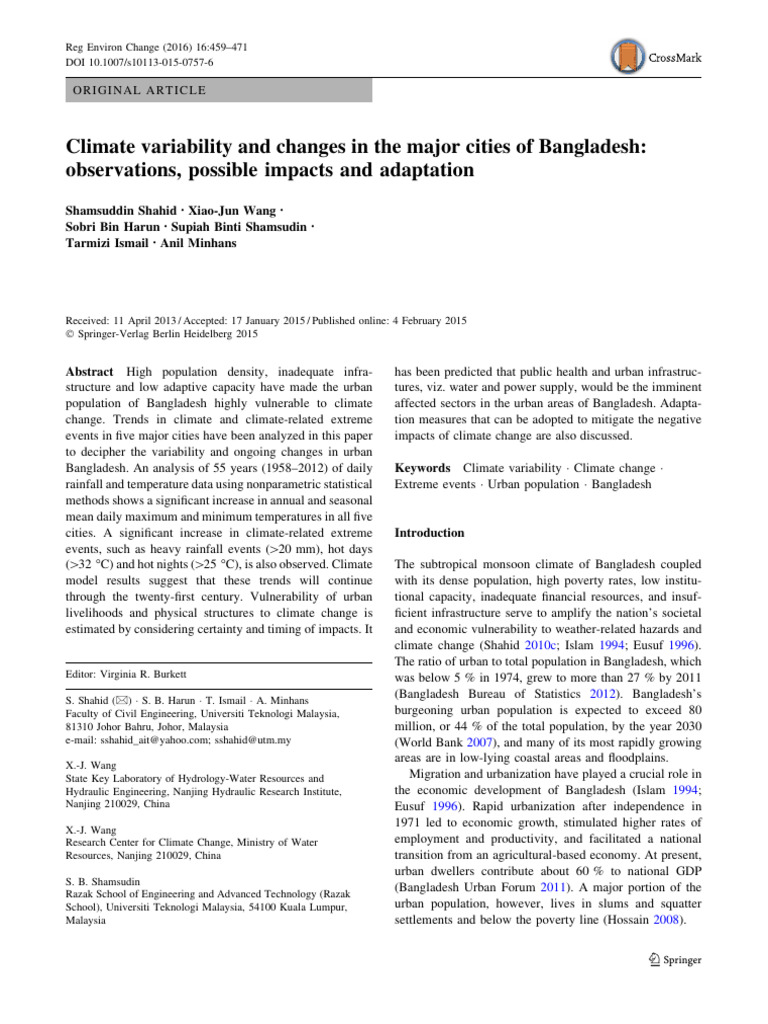 Climate Variability and Changes in The Major Cities of Bangladesh | PDF ...