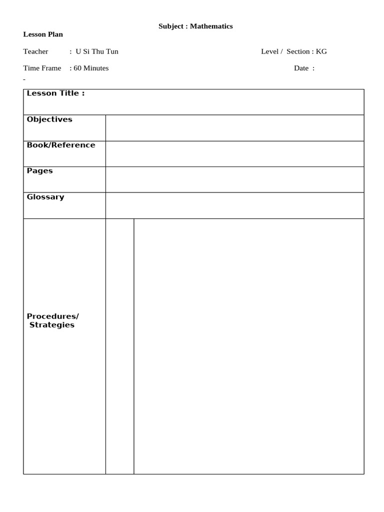 Lesson Plan Form | PDF