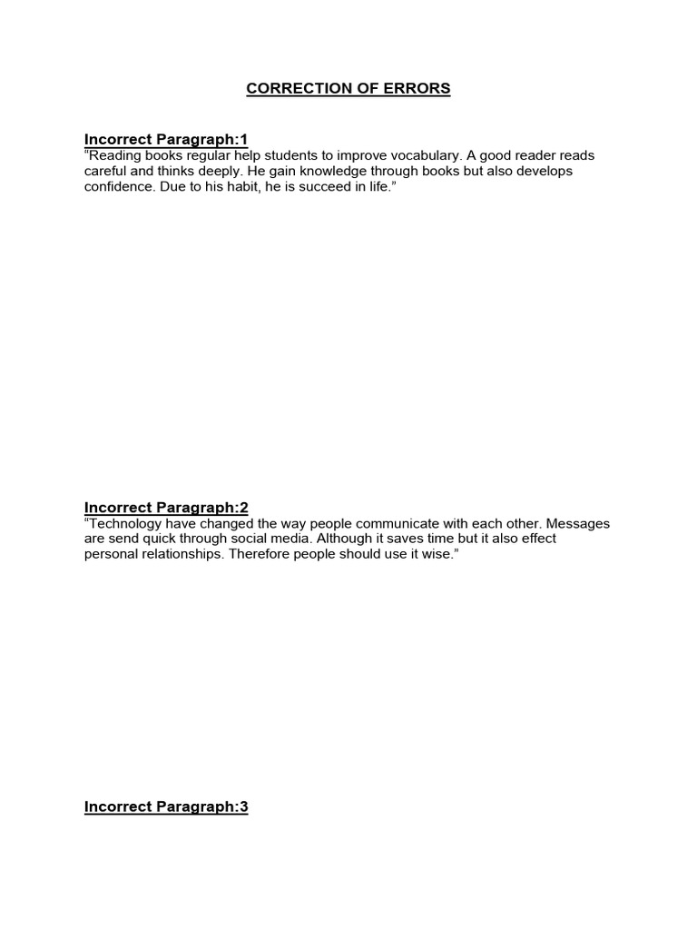 Correction of Errors Day 4 | PDF