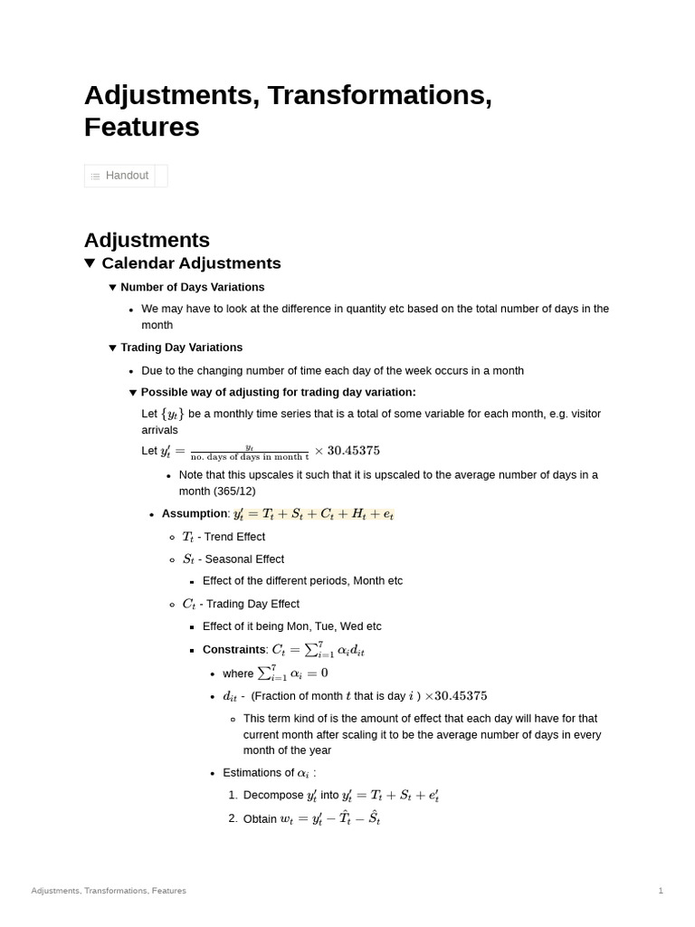 Adjustments Transformations Features | PDF | Bias Of An Estimator ...