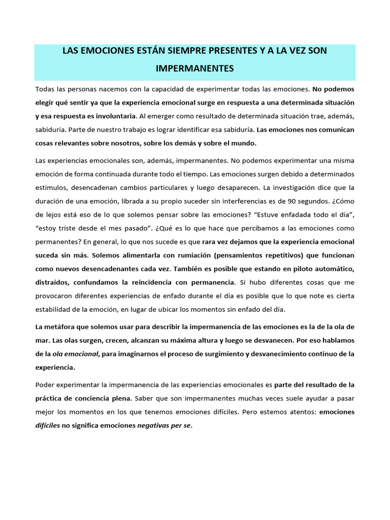 Las Emociones | PDF | Las emociones | Experiencia