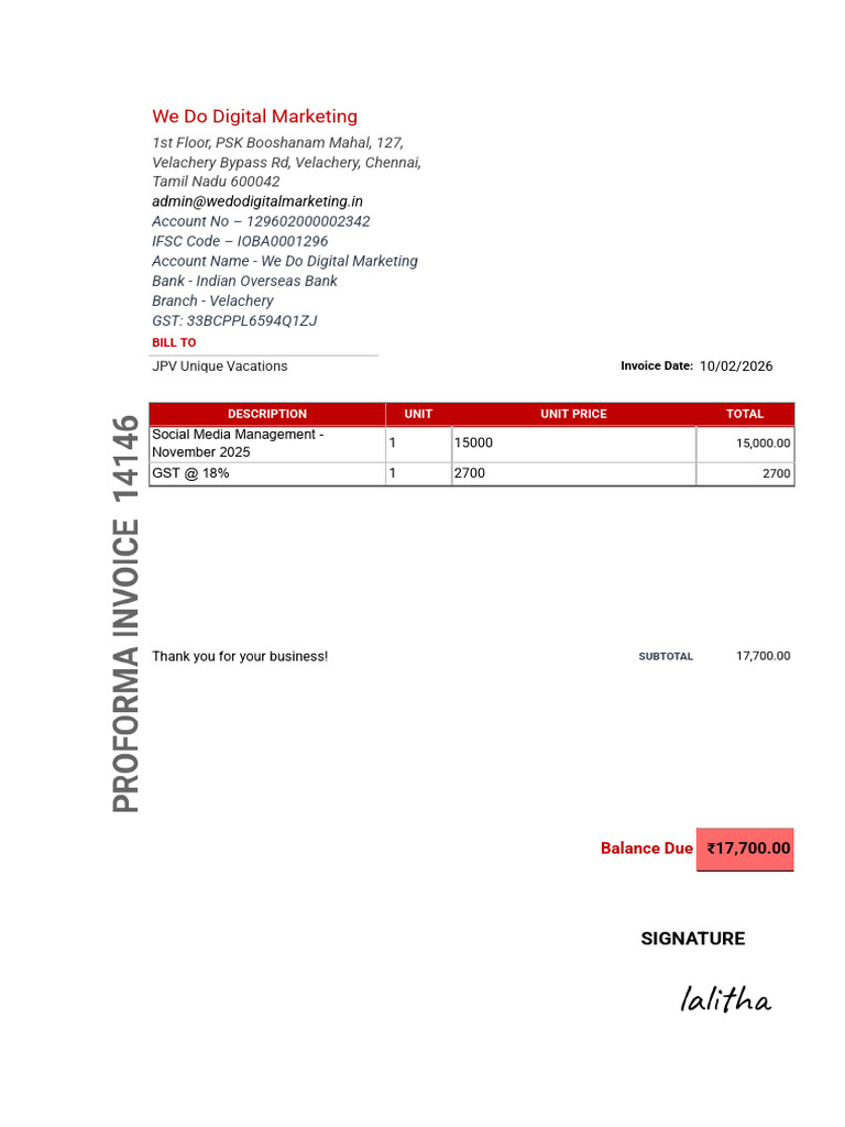 JPV Invoice | PDF