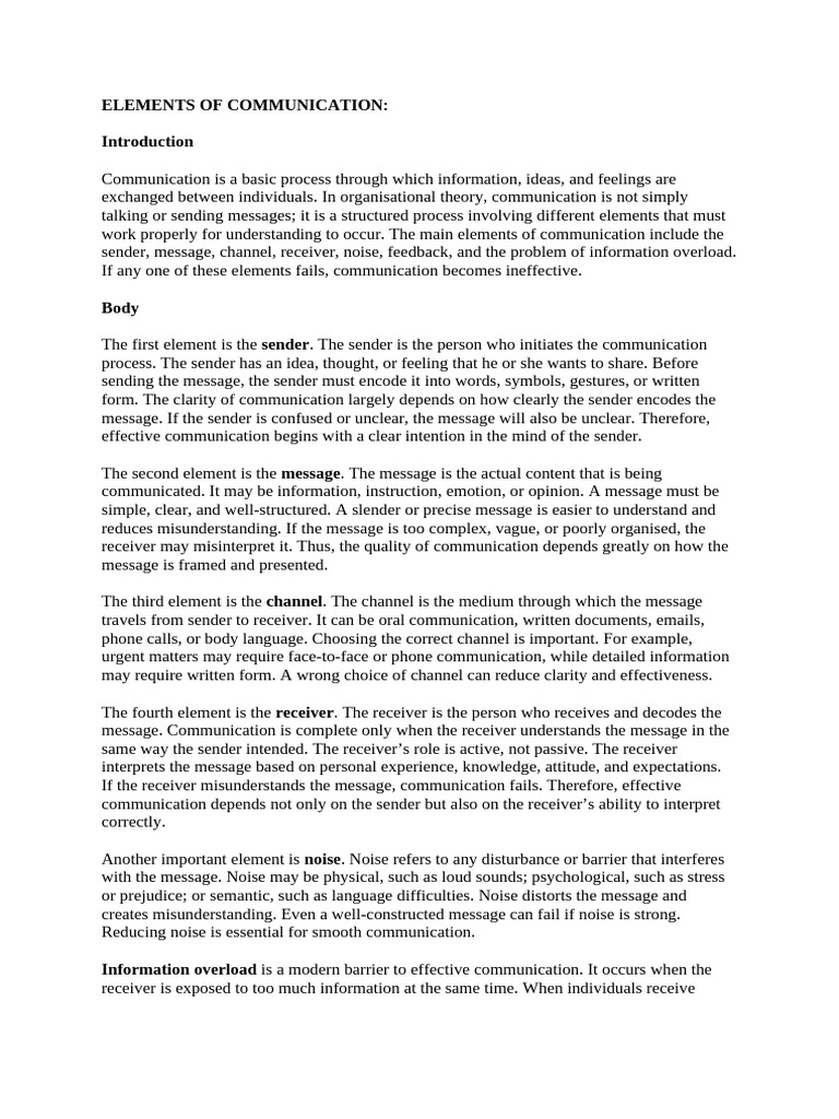 Elements of Communication | PDF