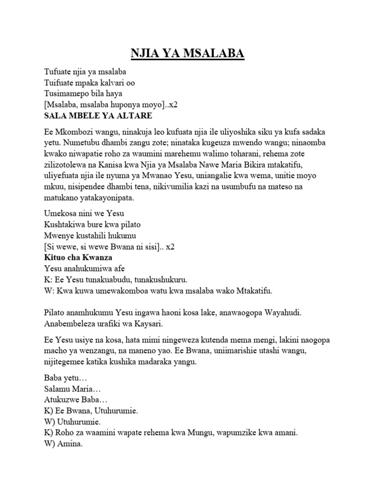 Njia Ya Msalaba | PDF