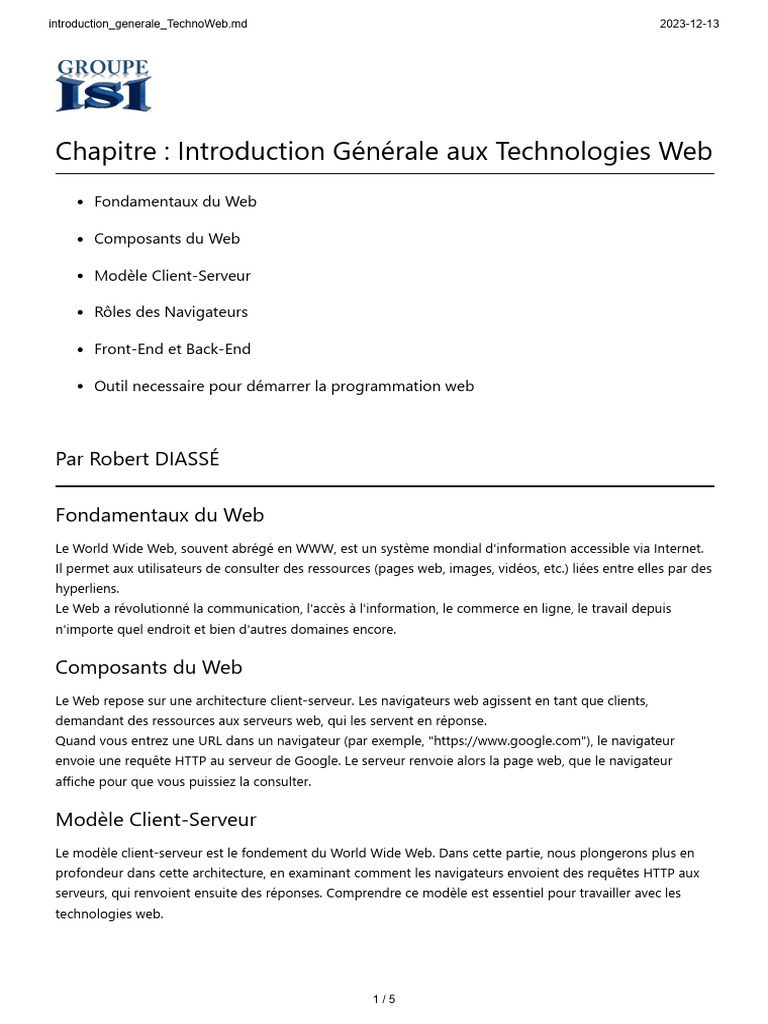 Introduction Generale TechnoWeb | PDF | Internet | Internet et Web