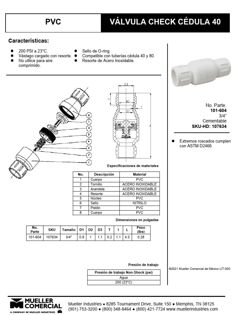 Valvula Check | PDF | Ingeniería mecánica