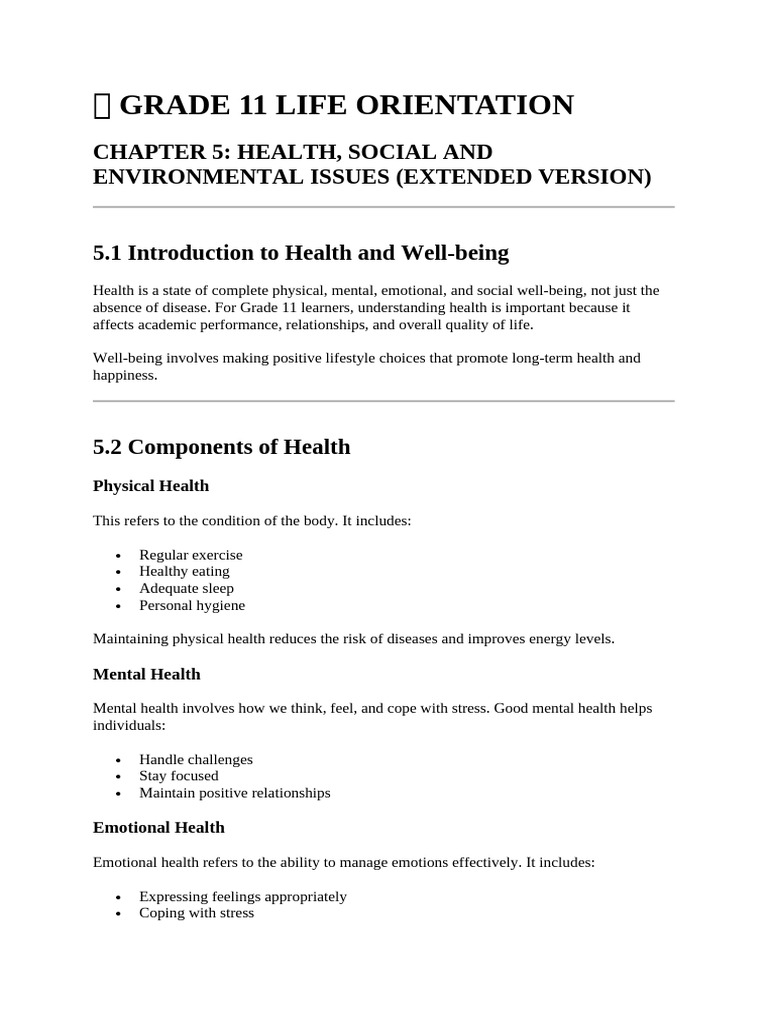 Chapter 5 Grade 11 Lo | PDF | Substance Abuse | Mental Health