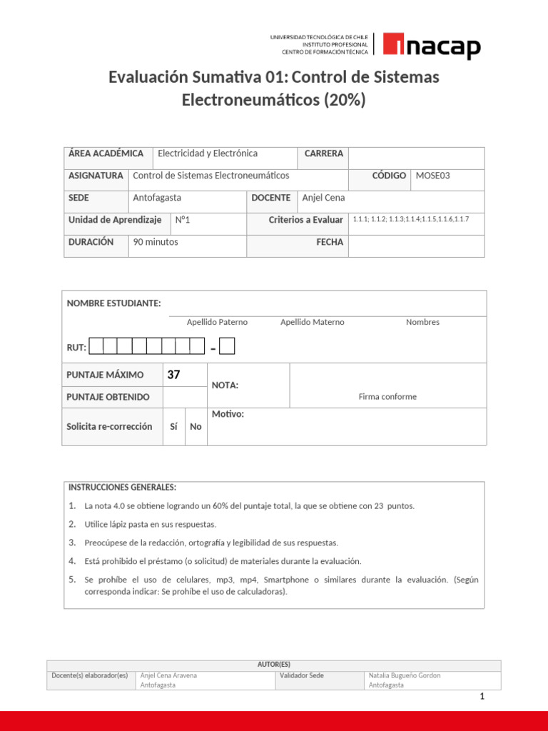 Eva Control de Sistemas Electroneumaticos 2023 A | PDF