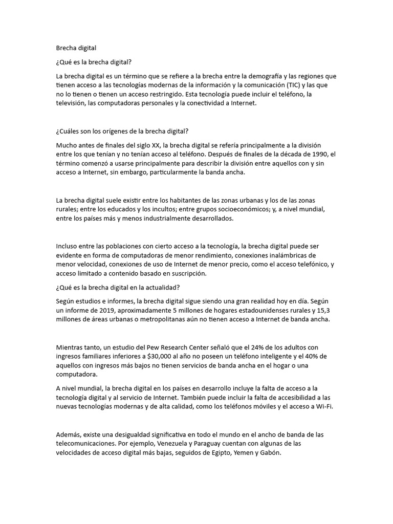 Brecha Digital | PDF | Internet | Tecnología de información y ...
