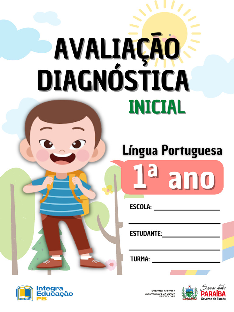 1º ANO- AVALIAÇÃO DIAGNÓSTICA INICIAL- LÍNGUA PORTUGUESA- CADERNO DO ...