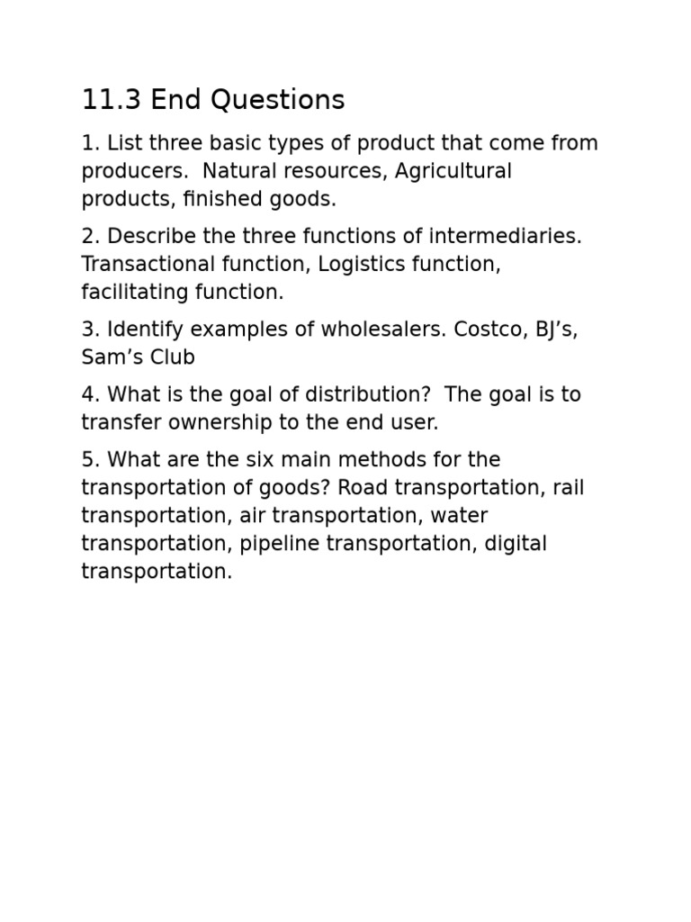 11.3 End Questions | PDF