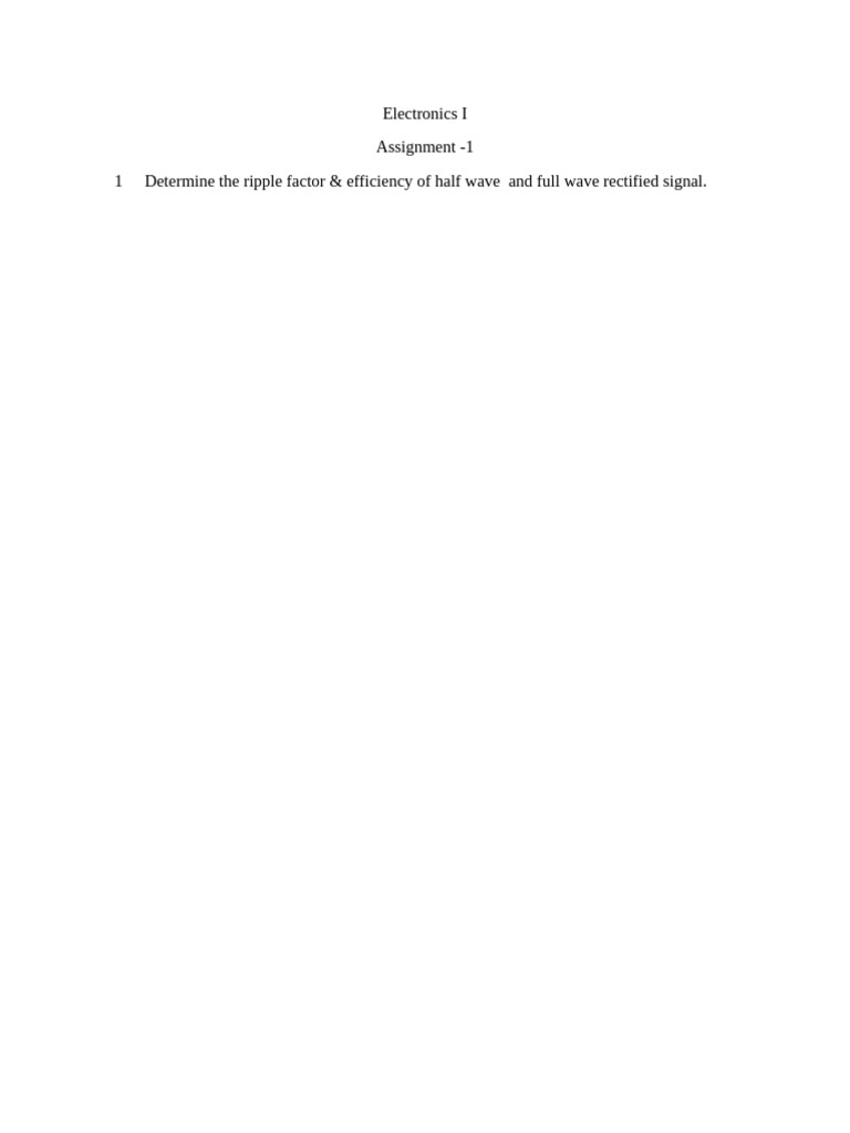 Assignment 1 Electronics I Spring | PDF