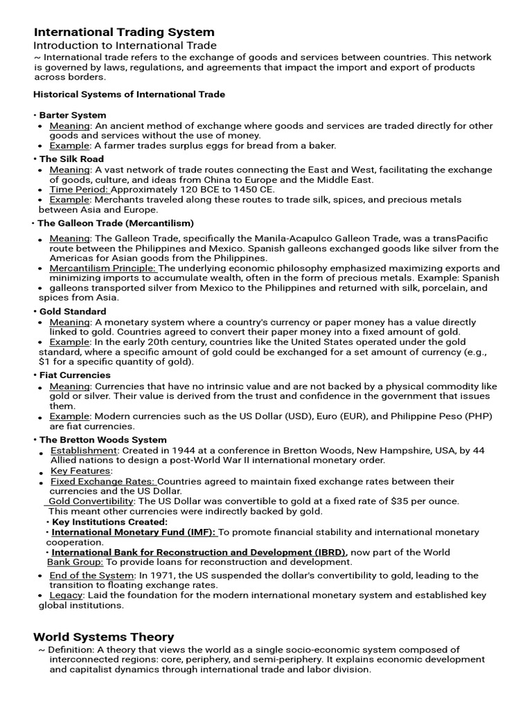 Contempo Reviewer | PDF | Bretton Woods System | Trade