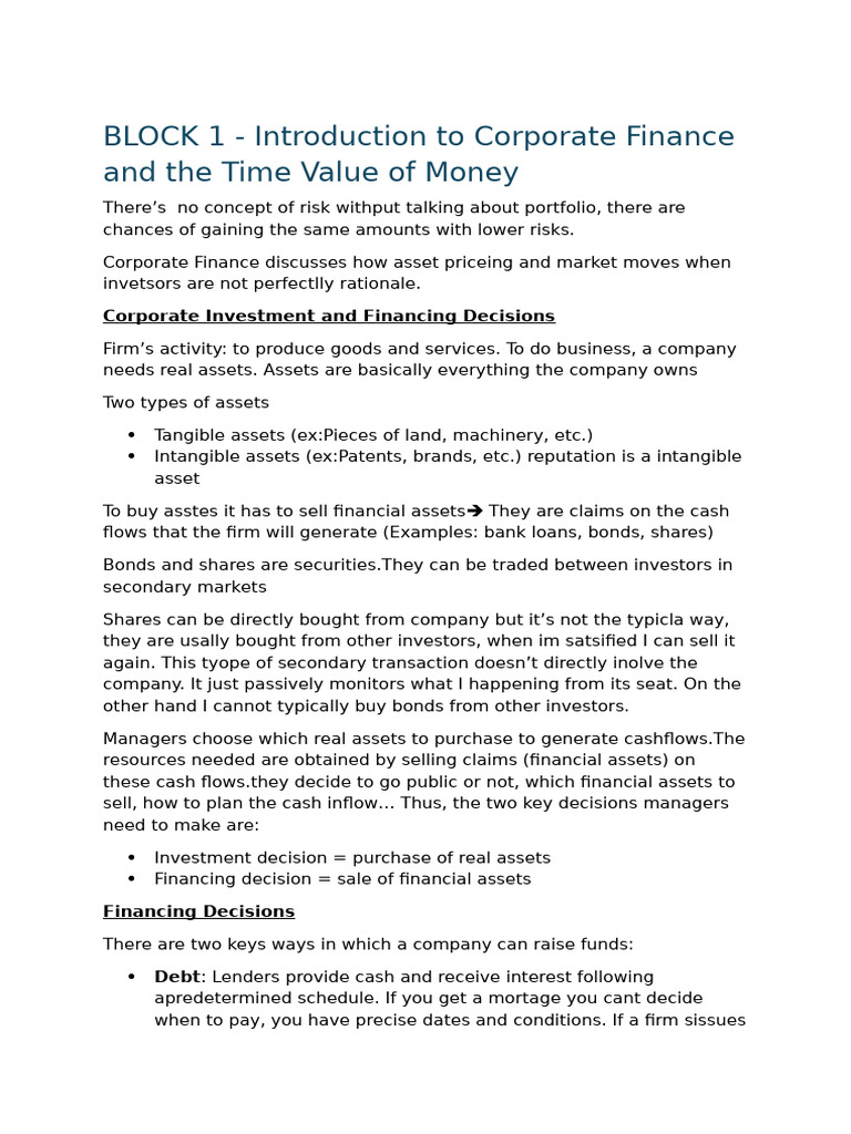 Corporate Finance | PDF | Bonds (Finance) | Net Present Value