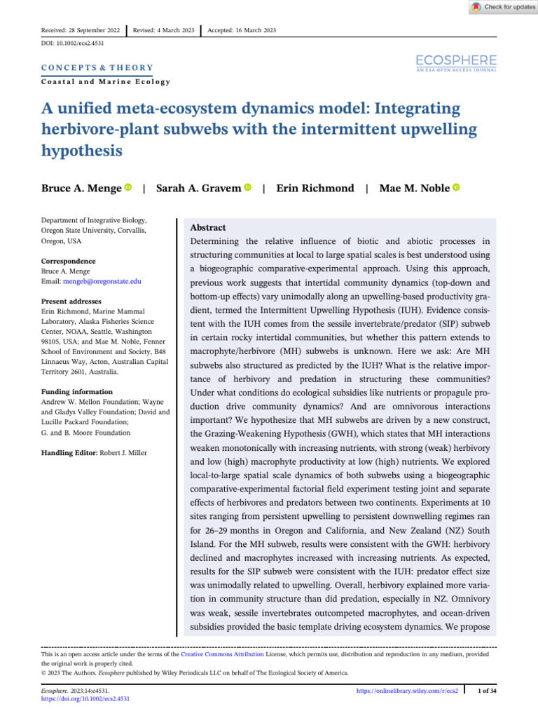 A Unified Meta-Ecosystem Dynamics Model | PDF | Herbivore | Ecology