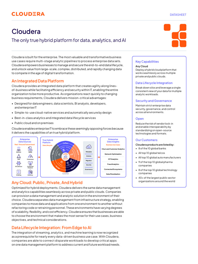 Cloudera Data Platform Datasheet | PDF | Data Management | Cloud Computing