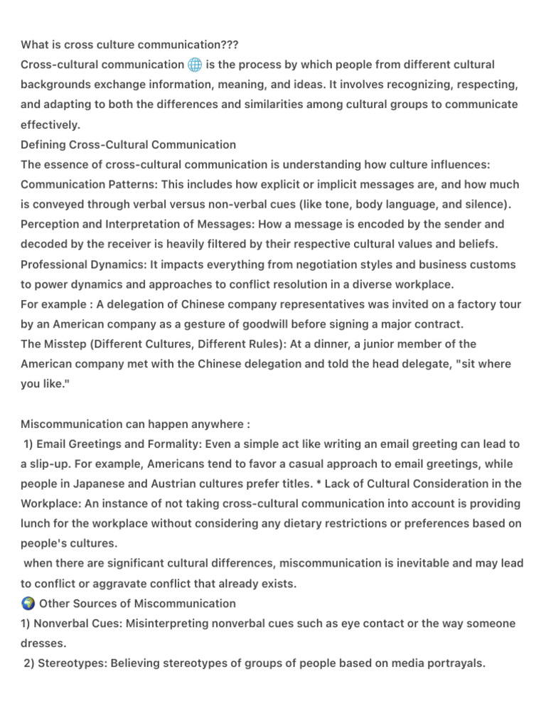 What Is Cross Culture Communication | PDF | Communication | Nonverbal ...
