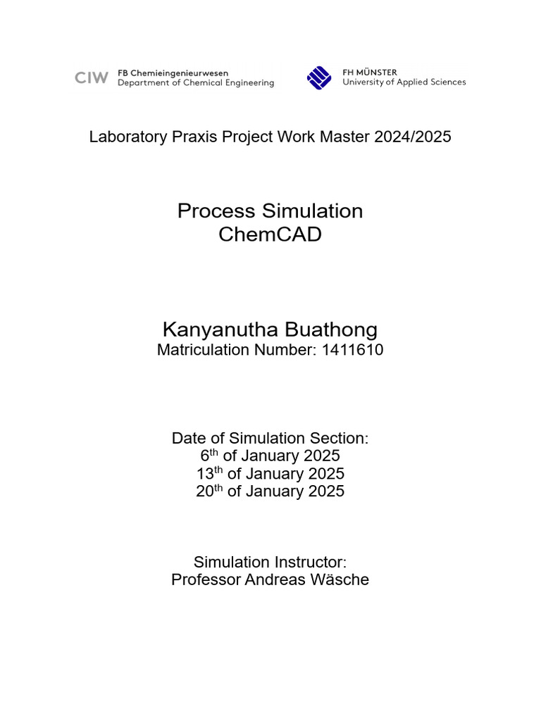 Kanyanutha Buathong - ChemCAD | PDF | Distillation | Phase (Matter)