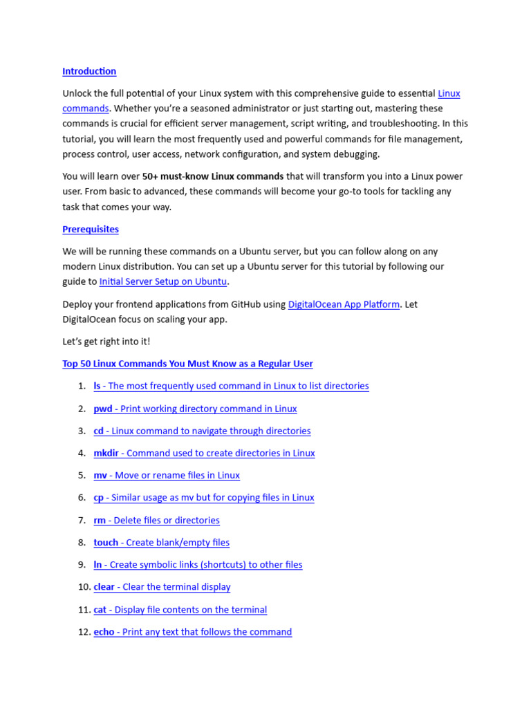 Top 50 Linux Commands - Lesson 7 | PDF